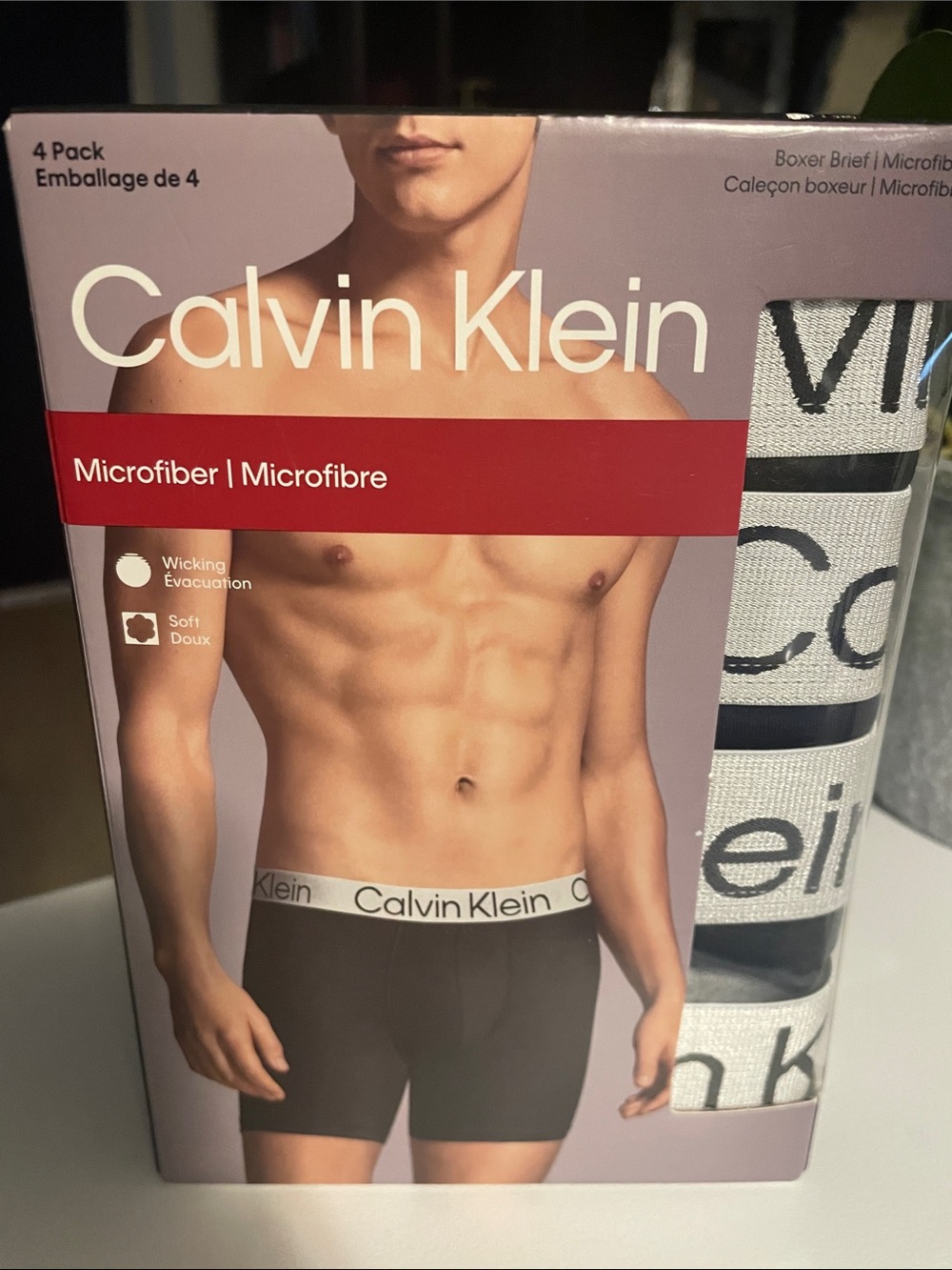 Calvin Klein Black Microfiber Boxer Briefs with White Logo Waistband - 4 Pack